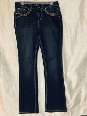 Earl Jeans Dark Indigo Slim Boot Cut Jeans with Contrast Stitching